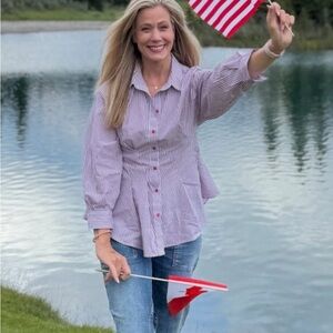 Maeve Striped Button-Up Women's Top